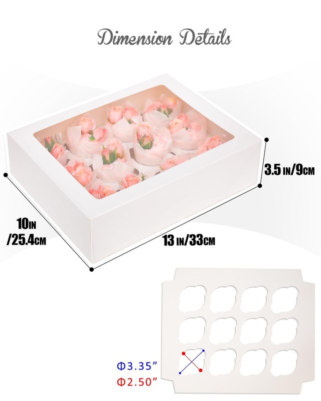 Auto-pop Up Cupcake Boxes with Window 40PCS 12 Count Cupcake Box 13"x10"x3.5"... gallery