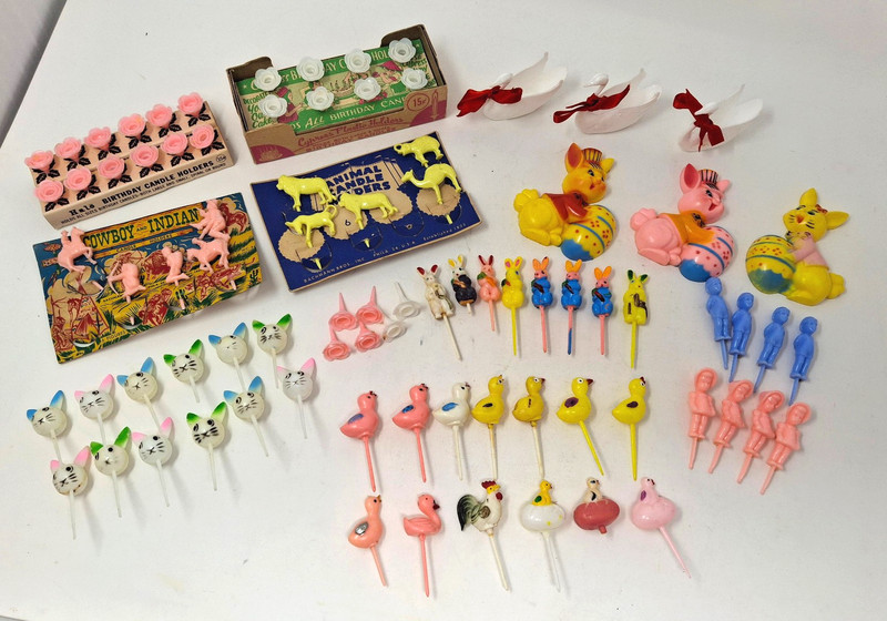 Lot Of 81 Vintage Cupcake/Cake Toppers for Birthday and Easter