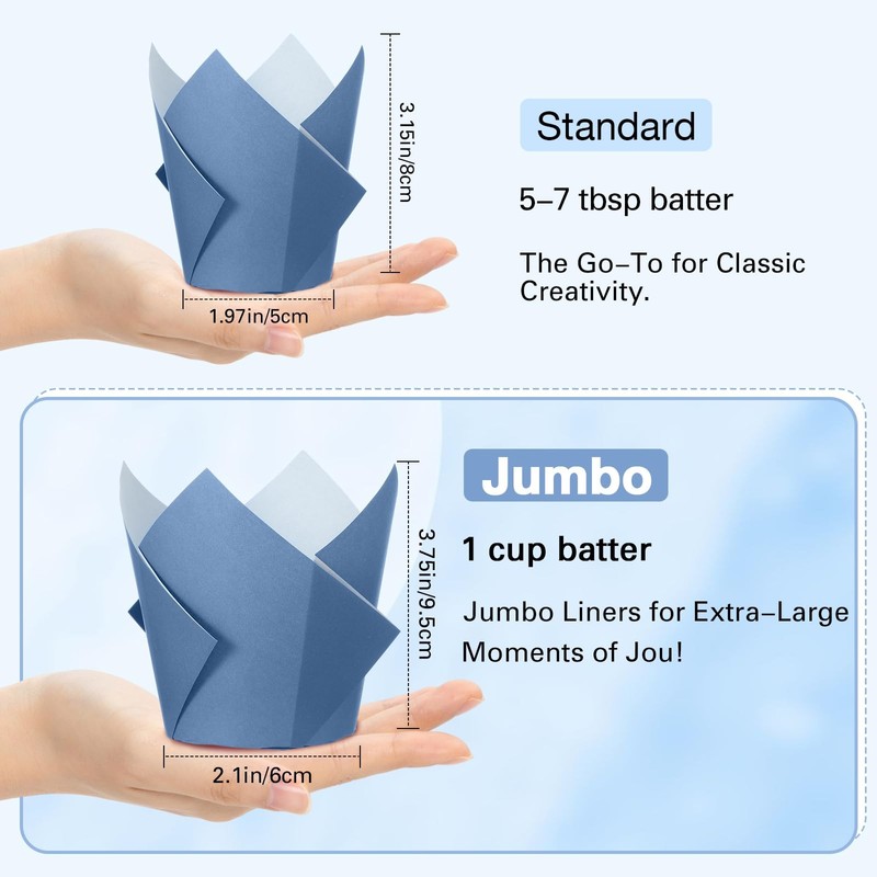 500PCS Jumbo Gradient Blue Tulip Cupcake Liners, Greaseproof, Muffin Wrappers gallery