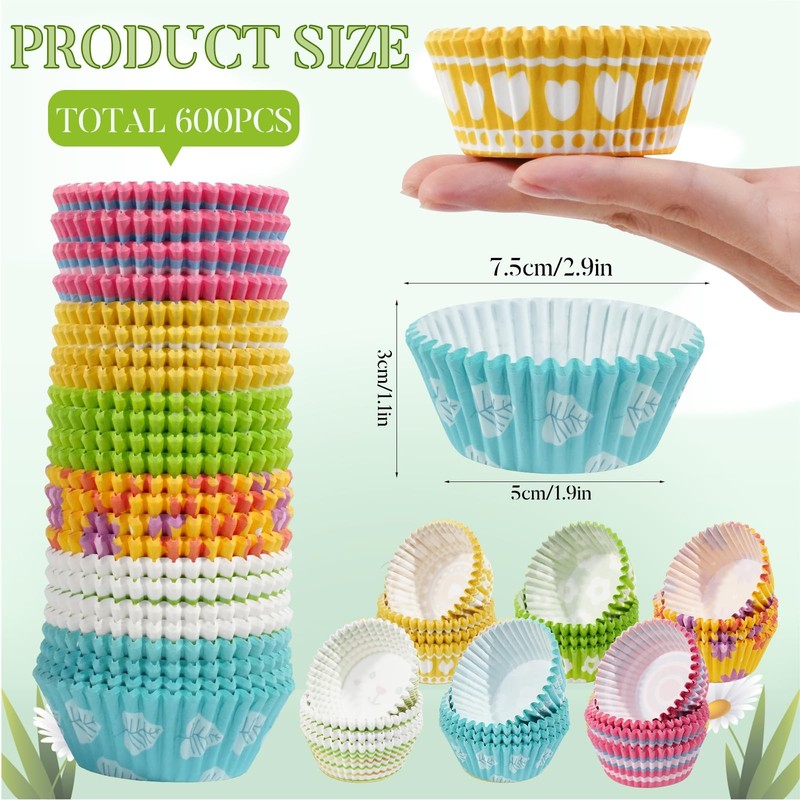 600 Count Easter Cupcake Liners Mini Baking Cups, Holiday Wrapper Decoration gallery