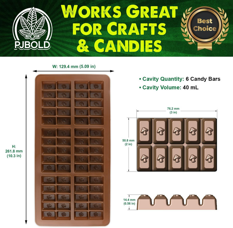 Small Mushroom Chocolate Bar Silicone Candy Mold Trays, 2 Pack gallery