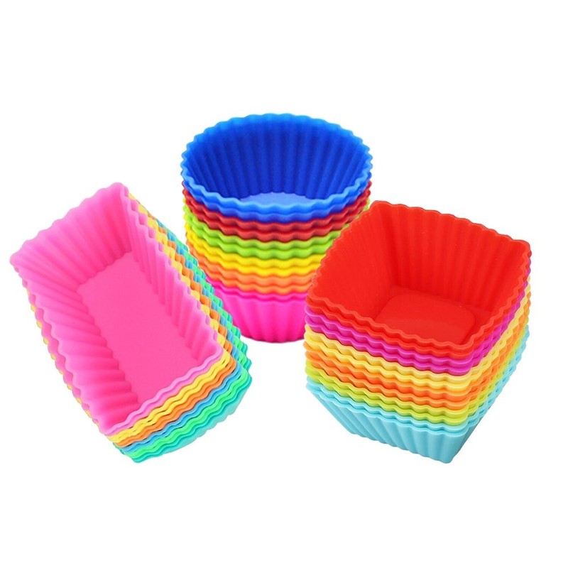 36 Pack Silicone Cupcake Muffin Baking Cups Liners Reusable Non-Stick Cake Mo…
