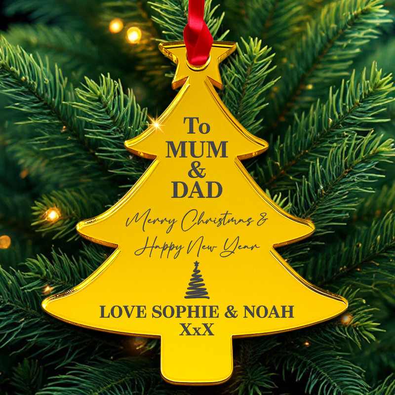 PERSONALISED Mum and Dad Sentiment Christmas Bauble Ornament Acrylic 3mm gallery