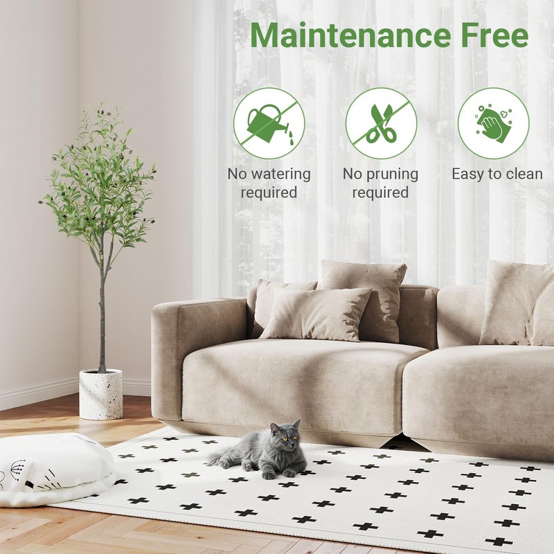Liyarya Artificial Olive Trees Indoor, 5FT Faux Olive Silk Tree with Black Pot, gallery
