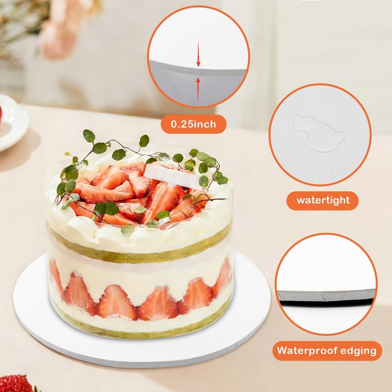 12 PCS Cake Drums 1/4 Inch Thick 10 Inch Round Cake Boards White Cardboard gallery