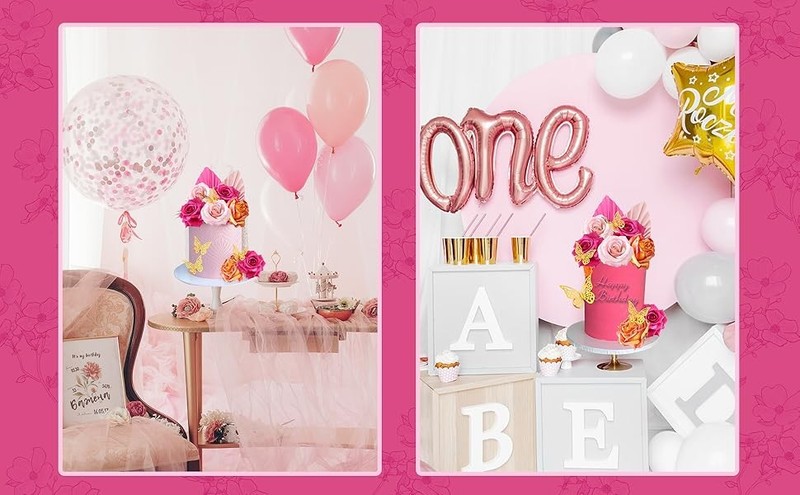 Boho Cake Topper Flower Palm Leaves Cake Decorations for Bohemian Wedding Baby gallery