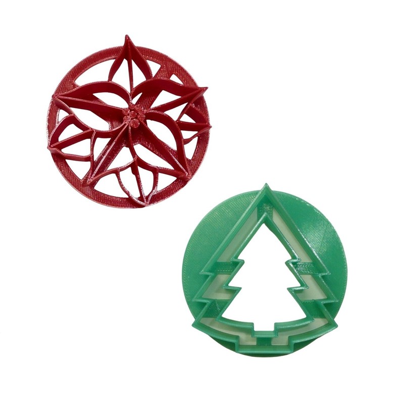 CHRISTMAS POINSETTIA SET OF 2 CONCHA CUTTER MEXICAN SWEET BREAD STAMP PR1879