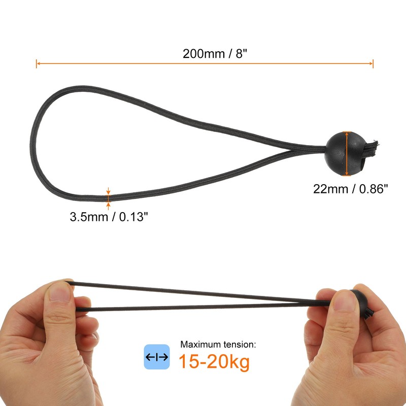 50Pcs Ball Bungee Cords 8" Heavy Duty Bungee Cord Balls for Tent Holding, Black gallery