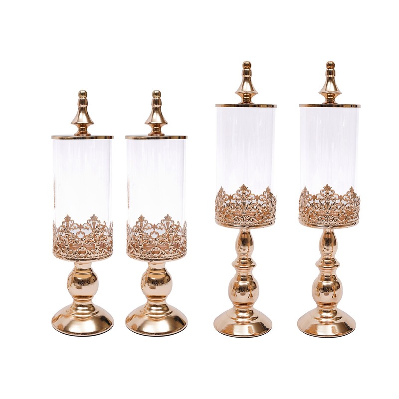 4Pcs Gold Glass Sugar Bowls Set Decorative Candy Jars with Lids for Home Party gallery