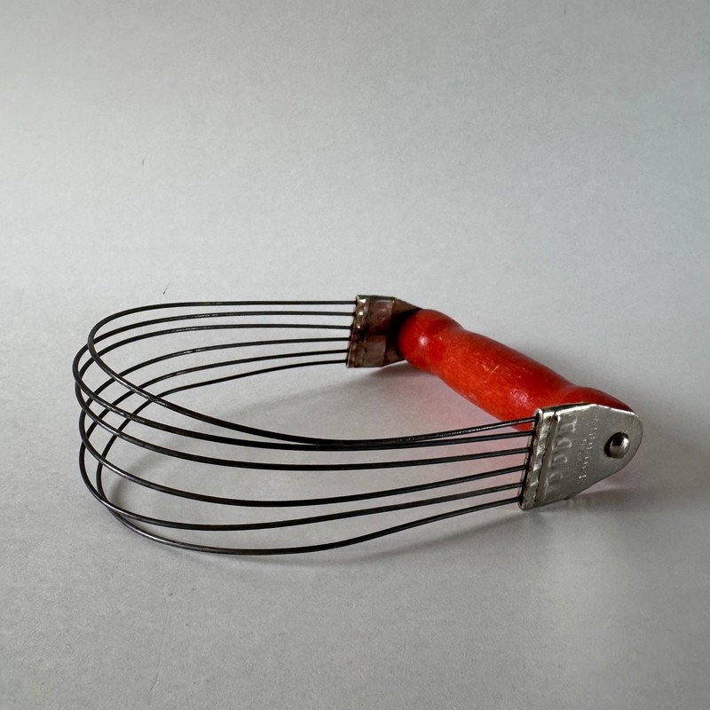Vintage Androck Pastry Blender Orange Wood Handle Wire Dough Cutter Made in USA gallery