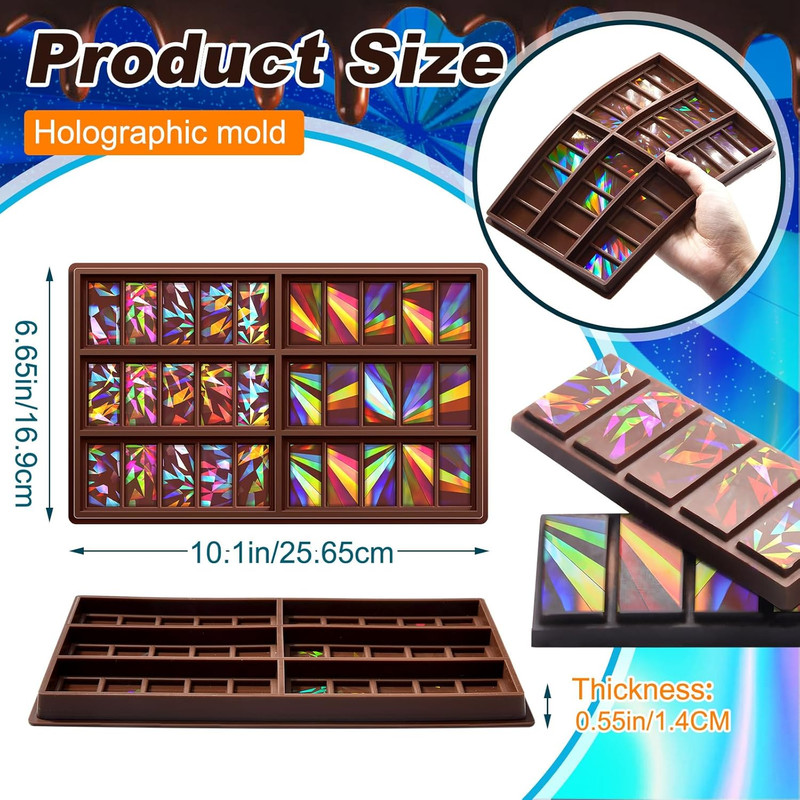 Holographic Chocolate Molds Resin Silicone Chocolate Deep Thick Molds for Reusab gallery