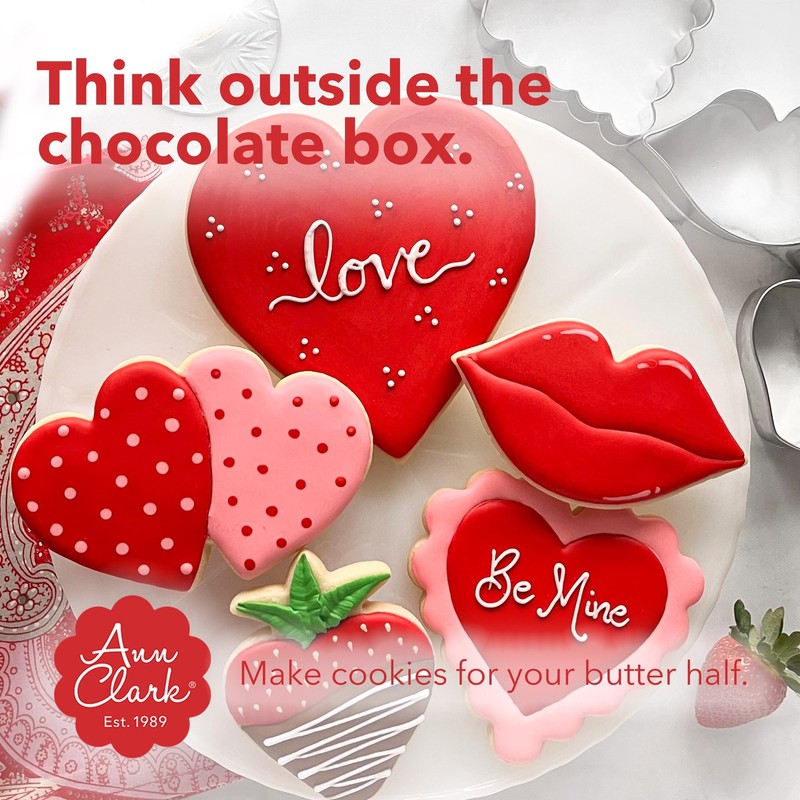 Ann Clark Valentines Day Cookie Cutters 5-Pc Set Made in USA Hearts, Strawber... gallery