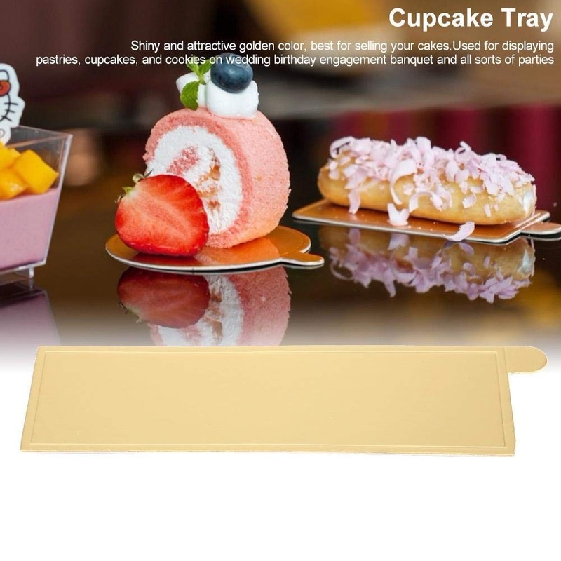 50 PCS 5.5 x 1.5in Gold Mini Cake Boards, Rectangular Mousse Pop Dessert Tray gallery
