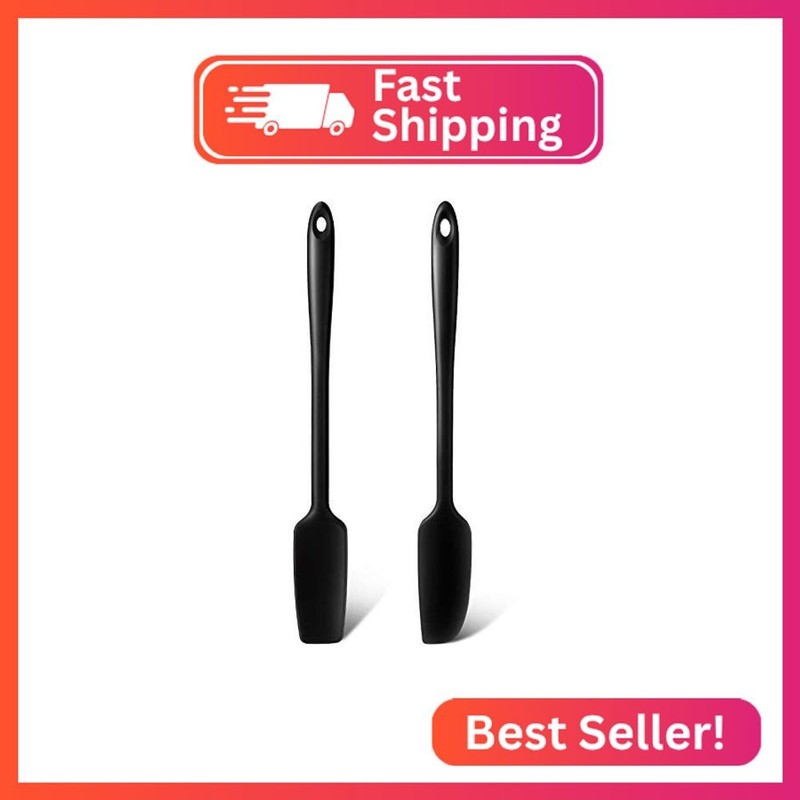 Patelai 2 Pieces Long Handle Small Rubber Spatula Mini Silicone Jar Spatula Non-