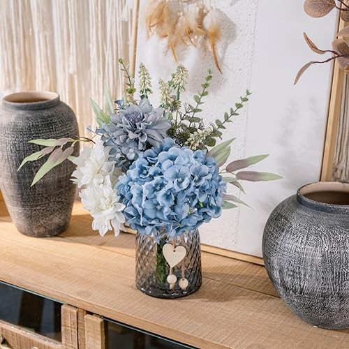 Fake Flowers with Vase, Hydrangea Artificial Flowers in Vase Blue-hydrangea gallery