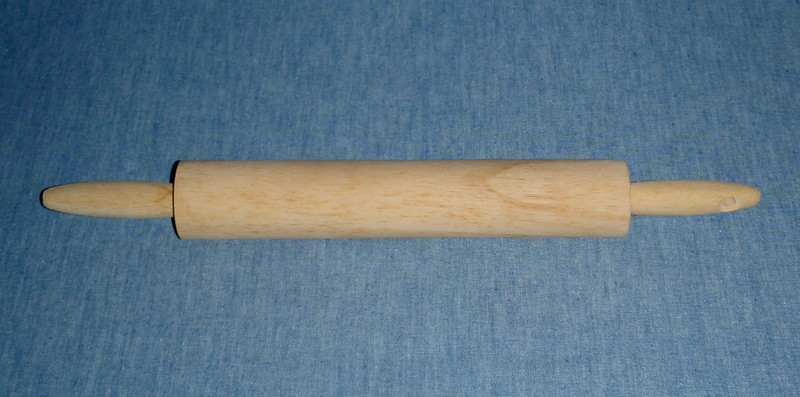 Wood Rolling Pin 17" w/Handles Slender-10x2 Barrel/Roller Hangable Baking Pastry gallery