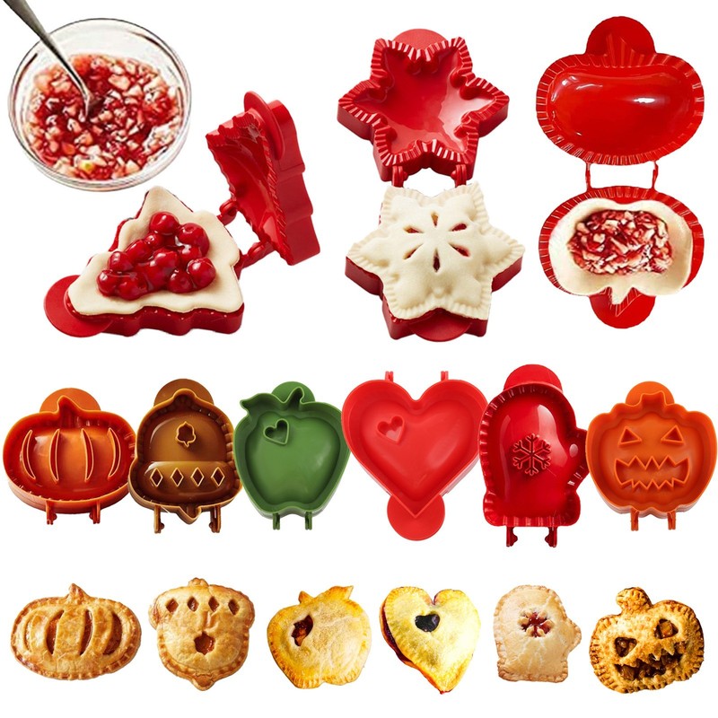 9PCS Mini Hand Pie Molds, Christmas Dough Presser Pocket Pie Molds