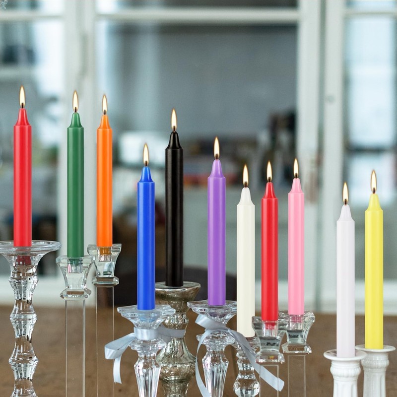 40 Pack Assorted Color Spell Chime Candles, 4 Inch Mini Taper Candles for for gallery