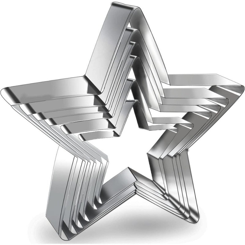 Stainless Steel Star Cookie Cutters Set of 6 Pieces Five Pointed Shape Biscuit
