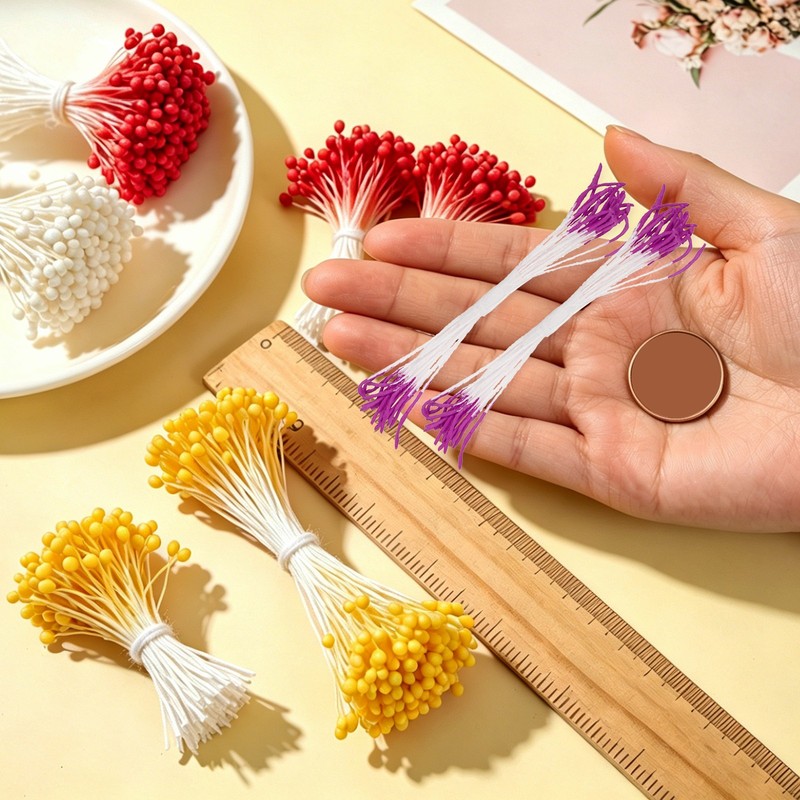 10mm Double Heads Flower Stamen, 100 Pcs Artificial Flower Pistil, Dark Purple gallery