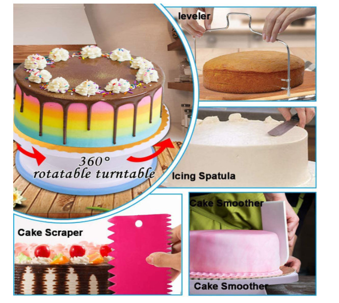 KOSBON 366 PCS CAKE DECORATING KIT SPRING FORM PANS, TURNTABLE, TIPS, MOLDS gallery
