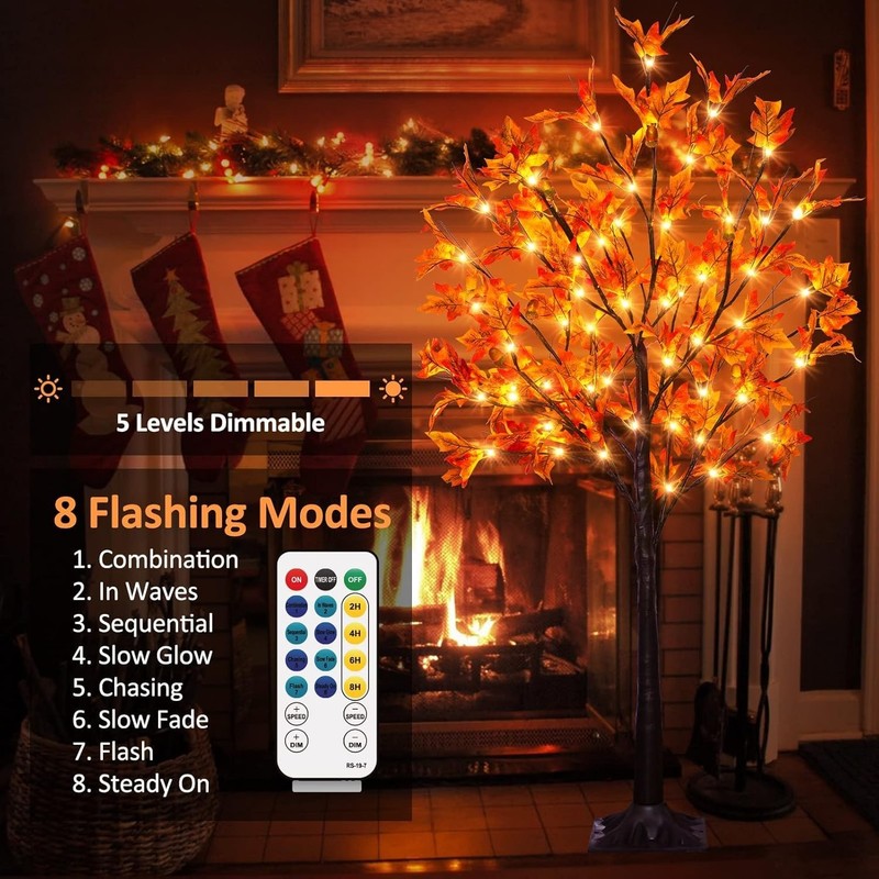 Remon 2 Pack 4Ft 60Led Lighted Maple Tree - Thanksgiving Decor Artificial Tree gallery