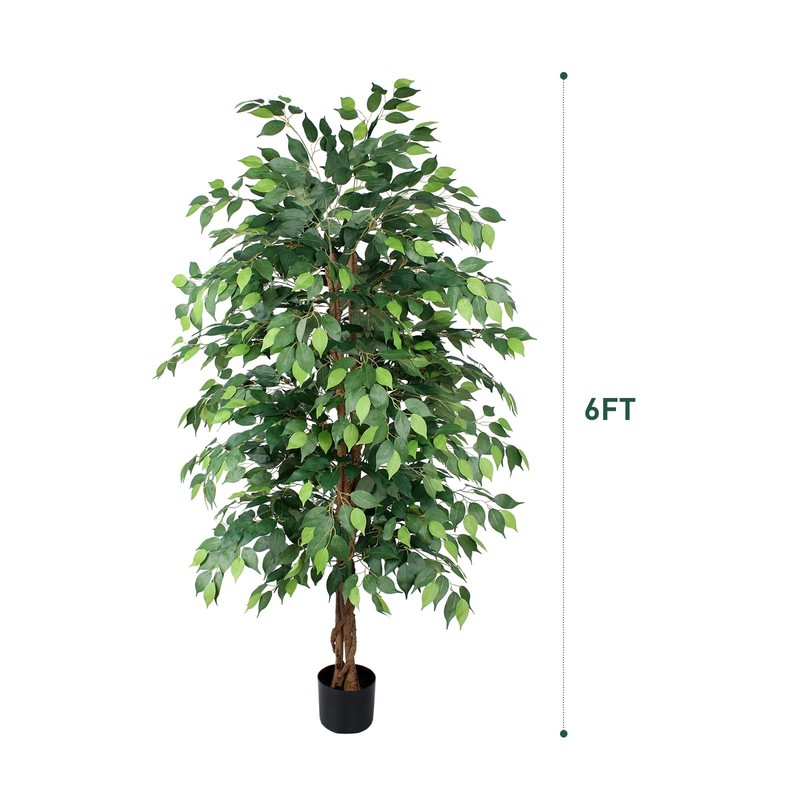 Aqugq Ficus Tree Artificial 6Ft Tall Fake Tree Realistic Leaves Trunk gallery