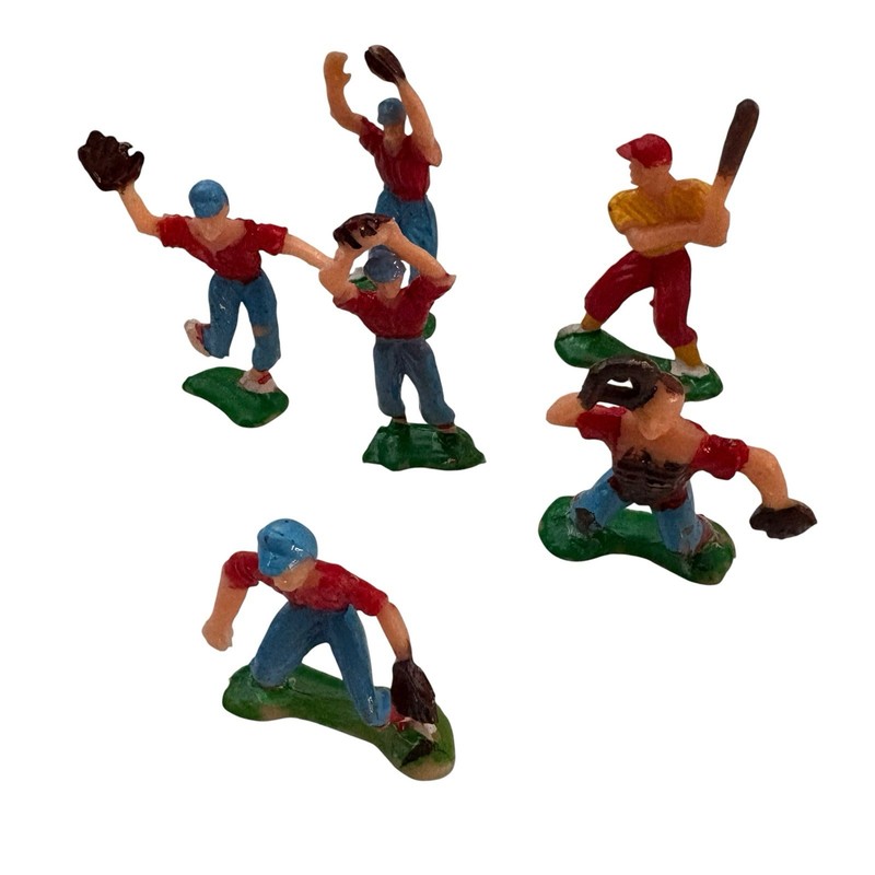 Vintage Baseball Players Cake Toppers 1950s Hong Kong Plastic Party Decor Lot 6 gallery