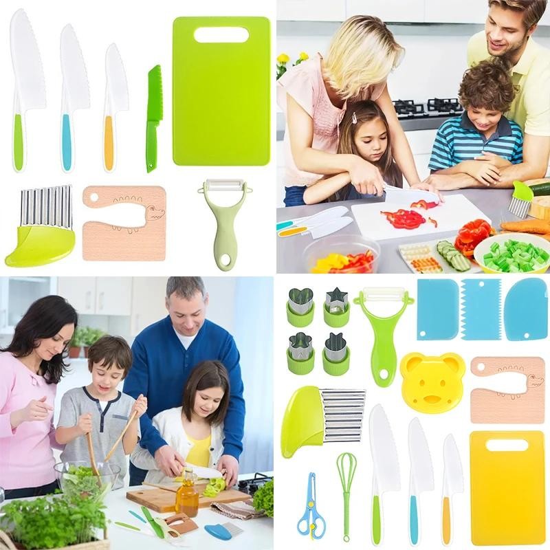 Kids Cooking Cutter Set Plastic Knife Toddler Safe Fruit Cake Diy Kitchen Tools gallery