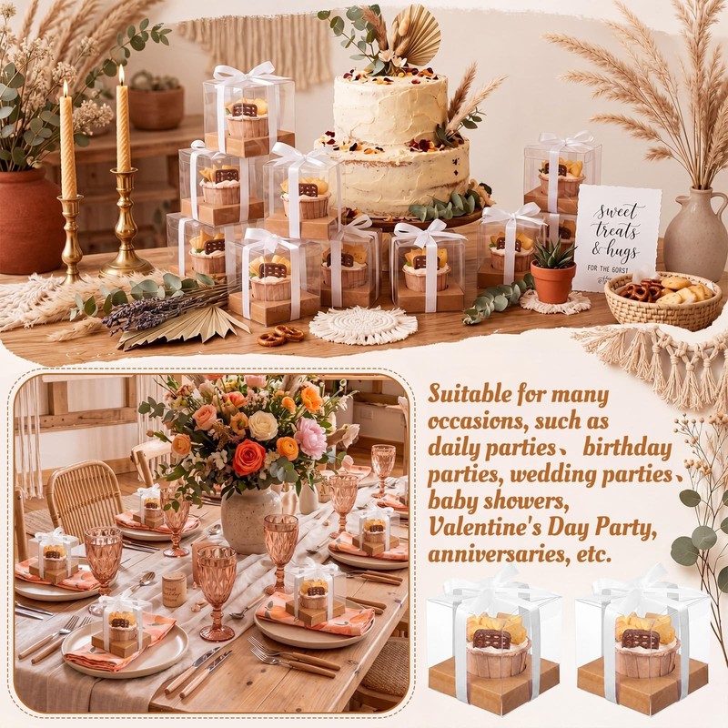 50 Pcs Clear Cupcake Boxes Individual 3.5 Inch Plastic Single Cupcake Contain... gallery