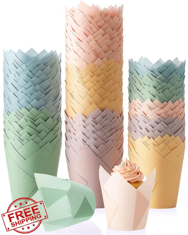 Havawish 500 Tulip Cupcake Liners Standard Size Baking Wrappers