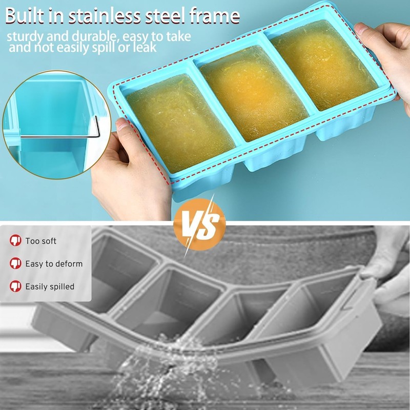 2 Pack Silicone Freezer Molds With Lids,1.5 Cup Silicone Freezer Tray With Li... gallery