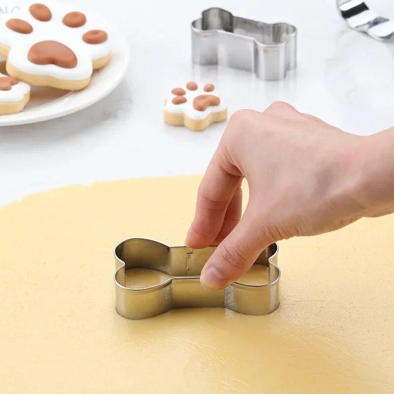 Cookie Cutter Mold Stainless Steel Pet Dog Bone Paw Shaped Diy Cake Sugarcraft