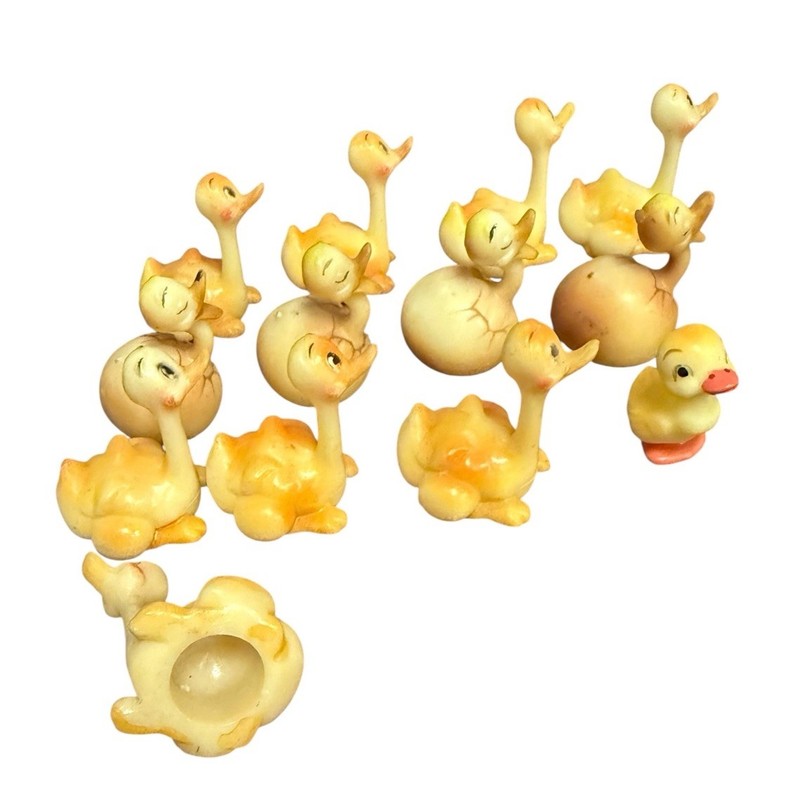 Vintage Wilton Plastic Duck Family Cake Toppers Hong Kong Duckling Lot Of 13