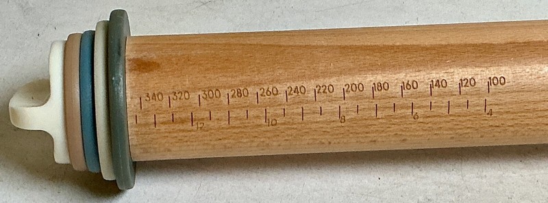 Figmint Adjustable Wooden Rolling Pin w Measurement Guide & Thickness Rings Exc gallery