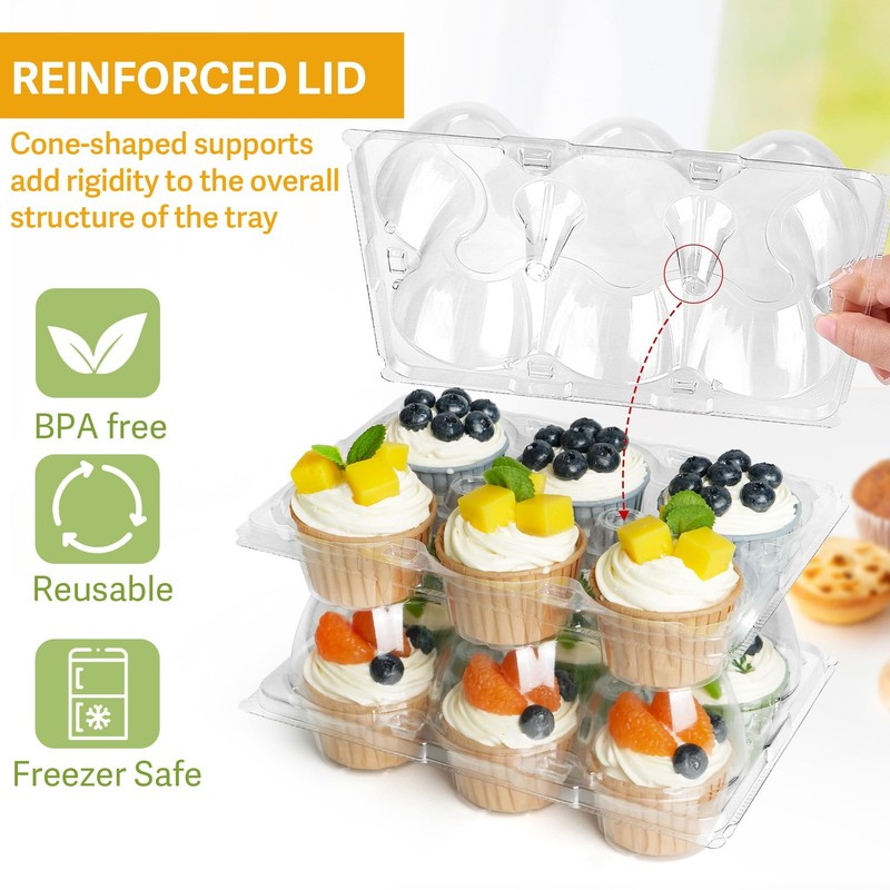 LotFancy (6 Count x 10 Sets) Cupcake Containers, Clear Plastic gallery