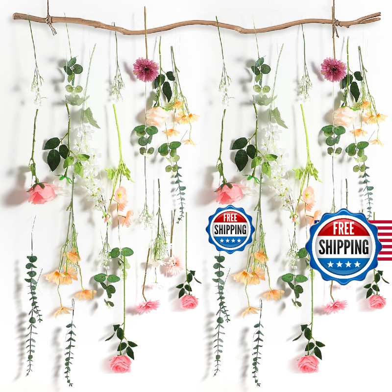 Hoteam 51 Pcs Diy Wildflower Garland Artificial Hanging Flower Backdrop Set