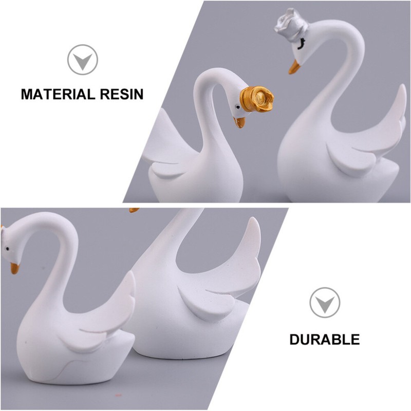 2PCS Swan Cake Topper Birthday Cake Topper Crown Swan Cake Decor Desktop Decor gallery