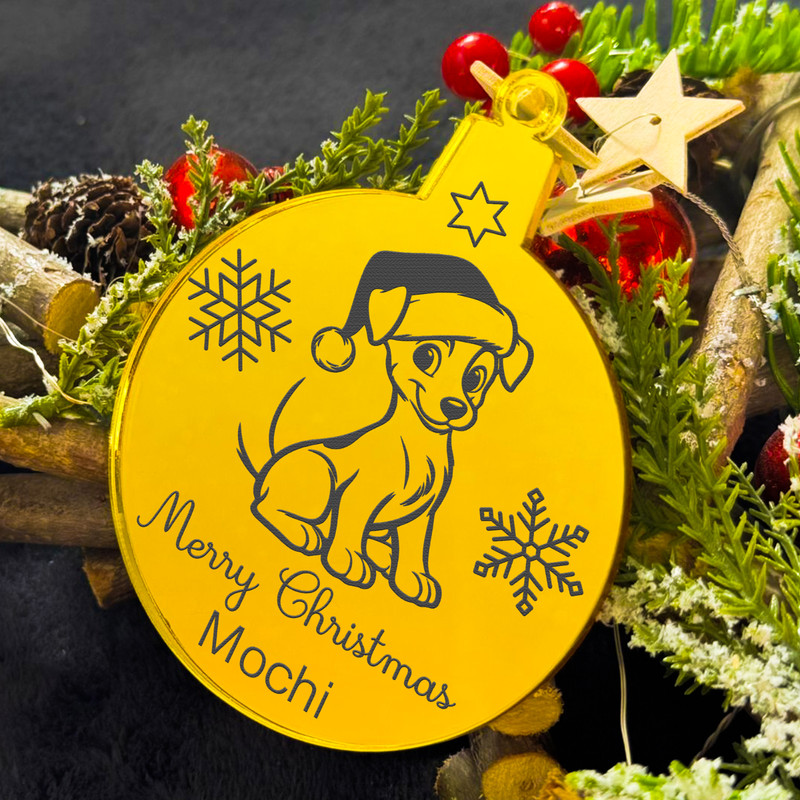 PERSONALISED Dog/Pet Christmas Bauble Ornament Acrylic 3mm Tree Decoration gallery