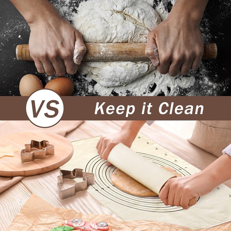 Tessco 6 Pieces Pastry Cloth & Rolling Pin Cover Set Includes 2 Pcs 25 x 20 Inch gallery