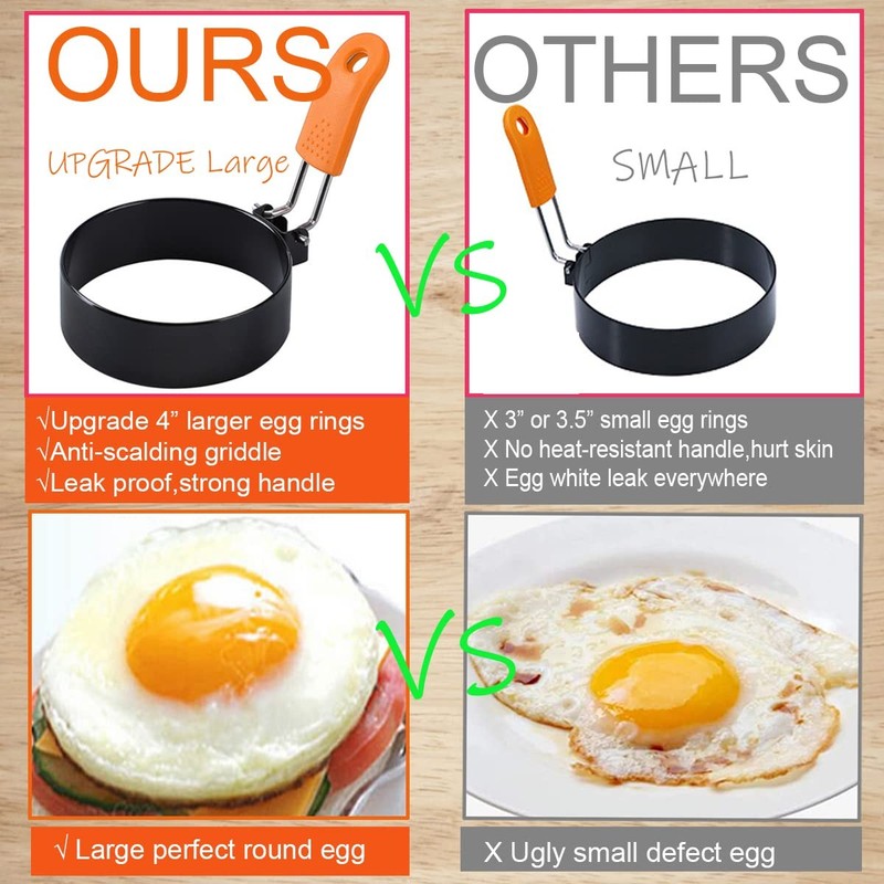 6 Packs Professional Egg Ring Pancake Ring Set,Non-Stick Stainless Steel 6" P... gallery