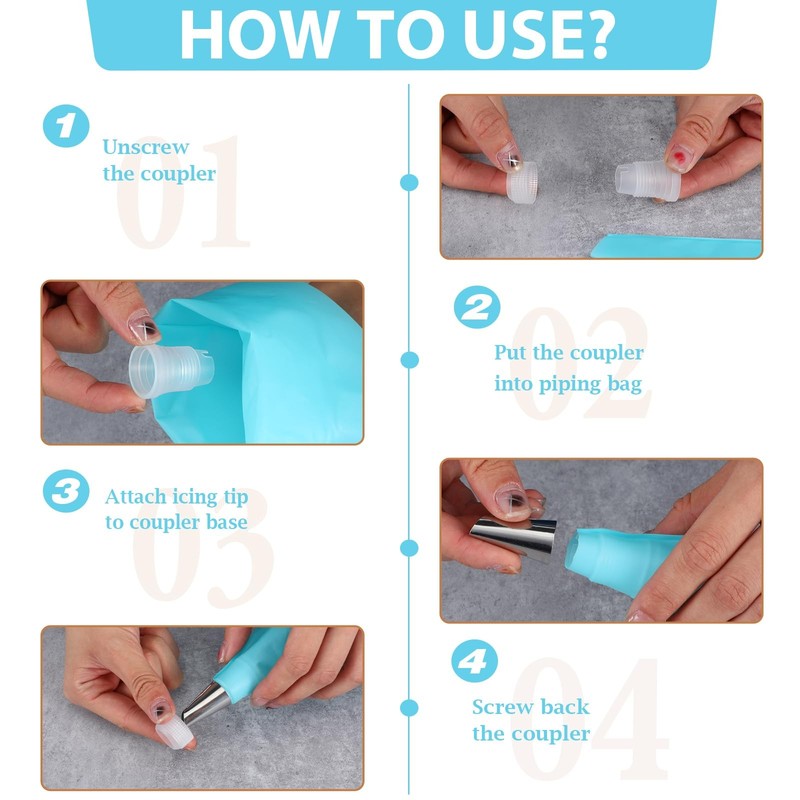 Piping Bags and Tips, Reusable Cake Decorating Supplies with 2 Piping Bags & ... gallery
