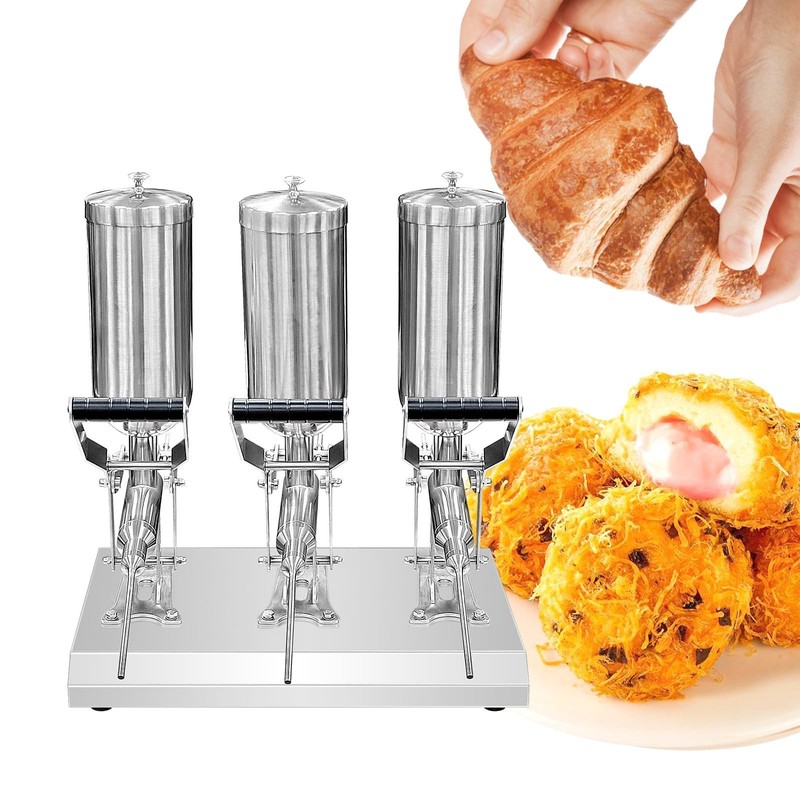 Kolice Commercial Manual Cream/Jam Filler Stainless Steel Churros Filler(3 Head)