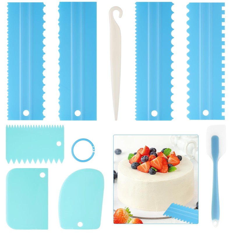 9 PCS Cake Scraper Smoother Set Adjustable Icing Polisher Decorating Comb