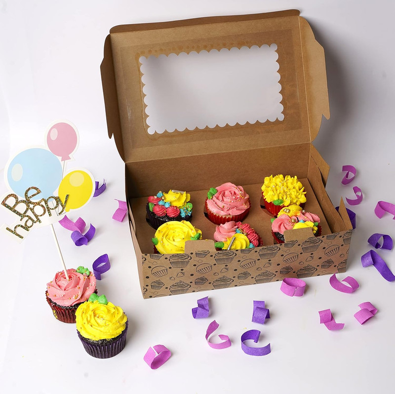 20-Pack Brown Cupcake Boxes with Insert Trays, Tags and Twine | Food Grade Kraft gallery