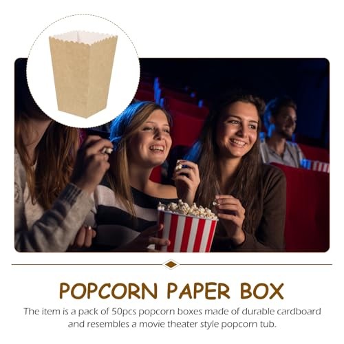 Square Kraft Paper Popcorn Boxes 50pcs for Snacks & Dry Fruits, Eco-Friendly gallery