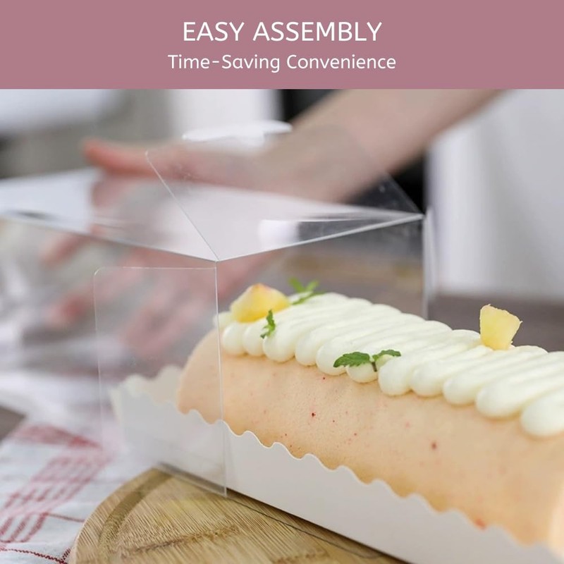 Swiss Roll Cake Box with window Long Pumpkin Roll Container Transparent Lid B... gallery