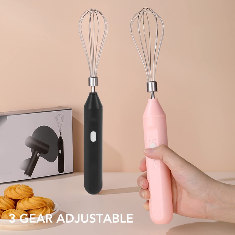 Egg Beater, Cordless Hand Mixer 3 Speeds for Home Baking (Black) gallery