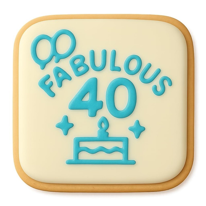 Fabulous 40 with Balloons Cookie Cutter & Stamp, Fondant & Clay - 4x4" gallery