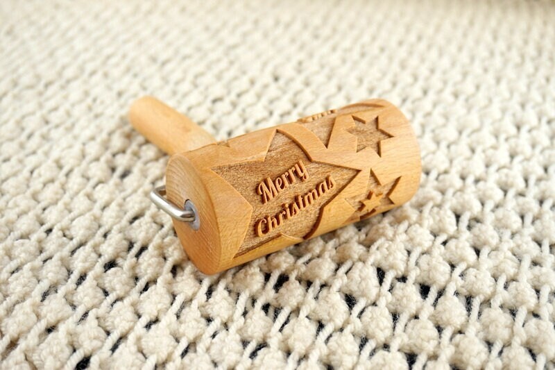 Stodola Engraved Mini Rolling Pin with XMASS STAR Pattern gallery